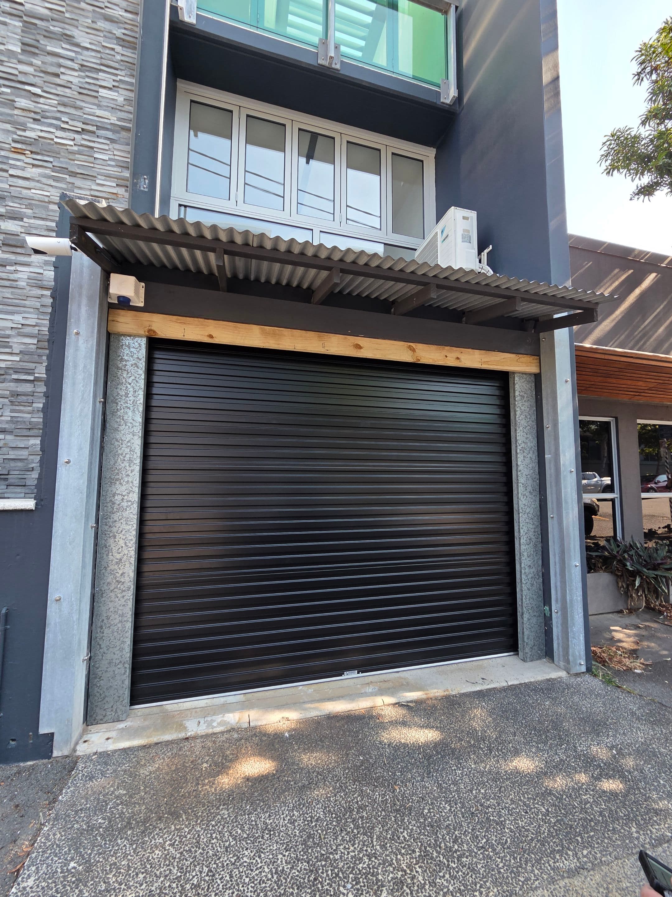 Secured commercial roller door on the Sunshine Coast